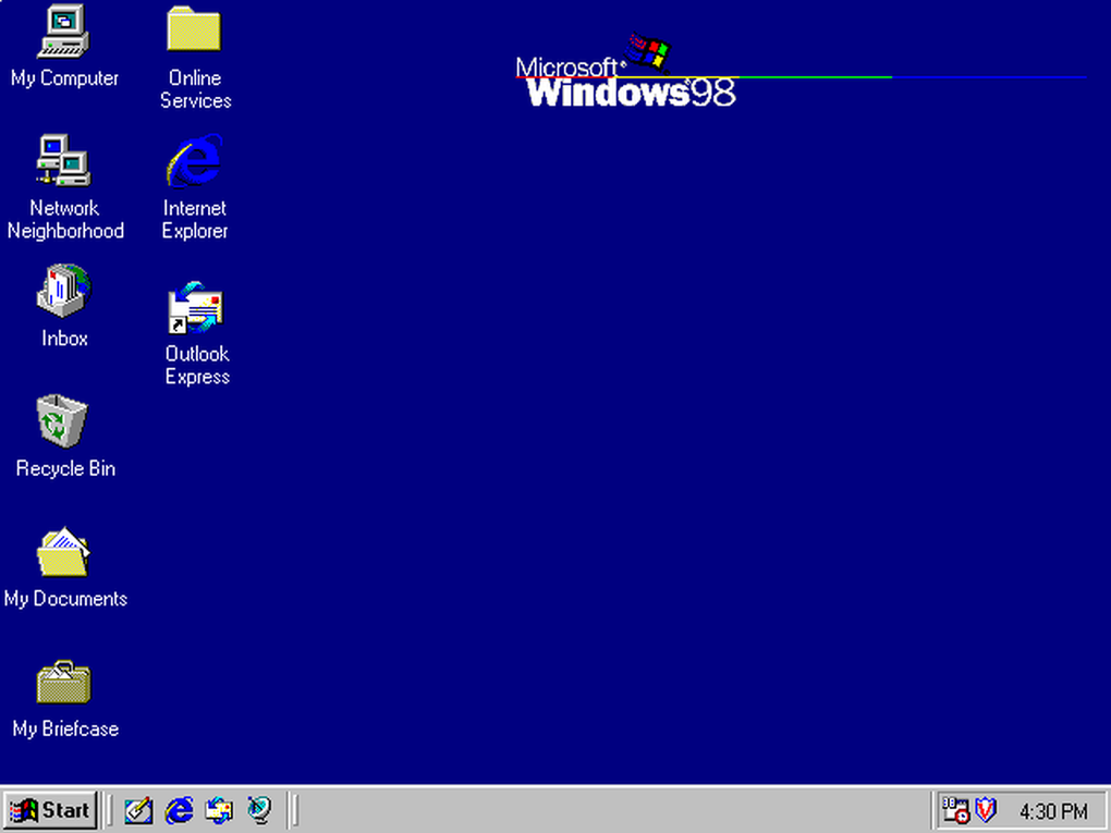 Windows 98 (1998) : Windows 98 construit sur le succès de Windows 95 en améliorant le soutien et la performance du matériel. Microsoft a également mis l'accent sur le web lors de son lancement, et livré des applications et des fonctionnalités comme Active Desktop, Outlook Express, FrontPage Express, Microsoft Chat, et NetMeeting.
